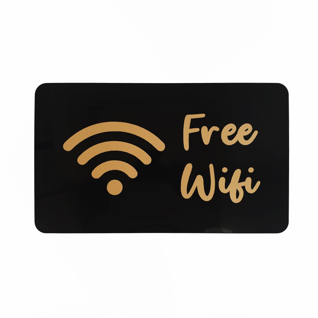 SIGNAGE TEMPEL - FREE WIFI AKRILIK GOLD - 20x12cm