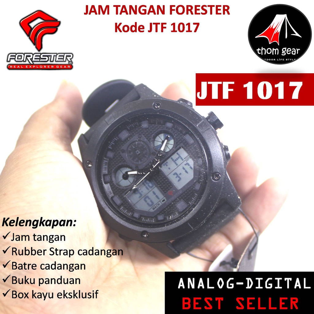 Forester Jtf 1017 Jam Tangan Pria Origial Forester Analog Digital Adventure Sport Outdoor Waterproof Water Resistant Anti Air Pria Cowok Original Ori Terbaru 2022 Free Rubber  Strap Cadangan Batre Box Kayu Thomgear Bangakalan Palangkaraya Pare Cianjur