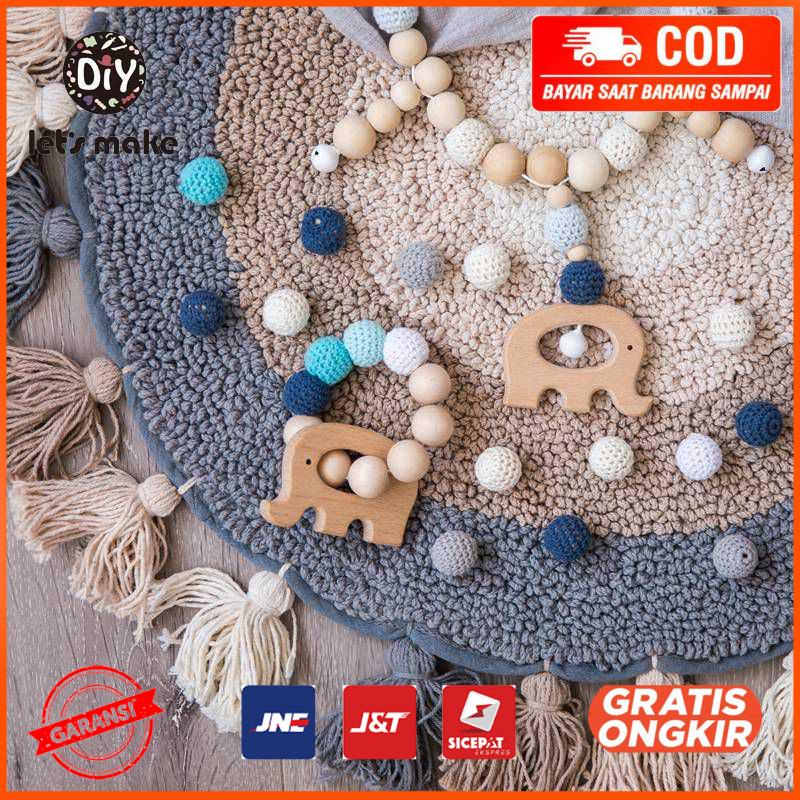 Mainan Anak Bayi Baby Teether Elephant Rattle Beads JJ33