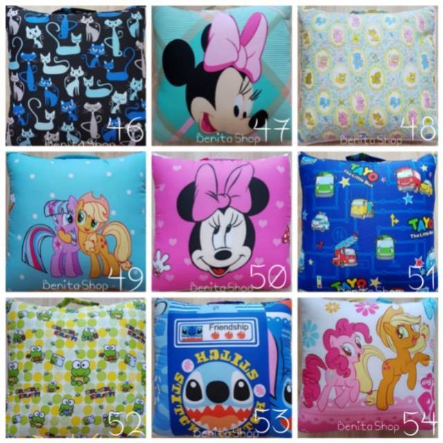 Promo Bantal Selimut   Balmut Mini Karakter kain CVC Berkualitas