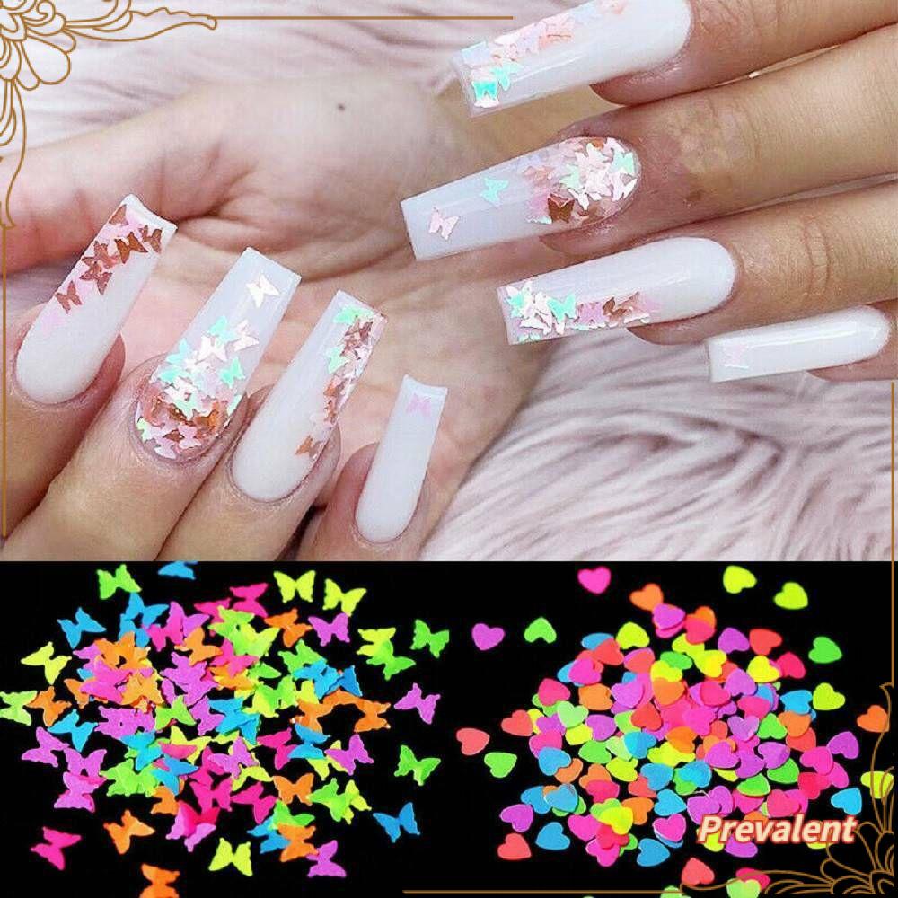 Sequin Flakes Fluorescence Bentuk Kupu-Kupu Untuk Nail Art Butterfly