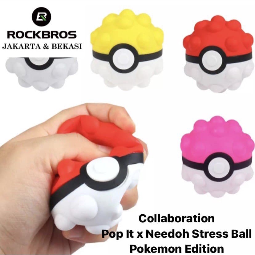 Pop It Needoh Stress Ball Bola 3D Pokemon Edition Mainan Anak Fidget Toys Squishy Viral PokeBall