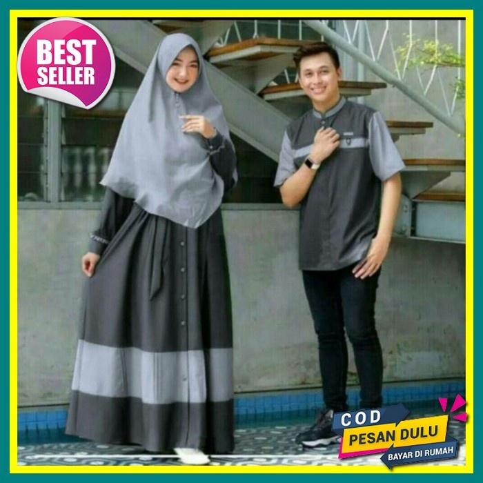 Gamis Remaja Couple Pasangan Suami Istri Lebaran Terbaru 2022 Gamis Couple Ameena Busui Modern Trend