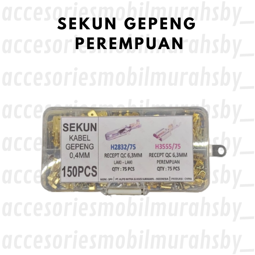 Skun Sekun Kabel GEPENG MEDIUM CEWEK Female &amp; COWOK MALE -  Skun Soket Socket Kabel Motor Mobil