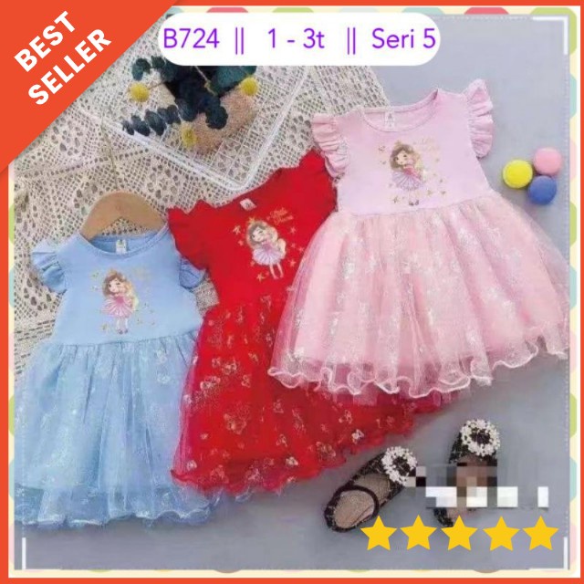 [0-5th] DRESS TUTU ANAK GAUN PESTA DRESS TILE ANAK IMUT MOTIF BONEKA BEAR USAP SEQUIN DRESS TUTU ANAK IMPORT PREMIUM MEWAH ORIGINAL