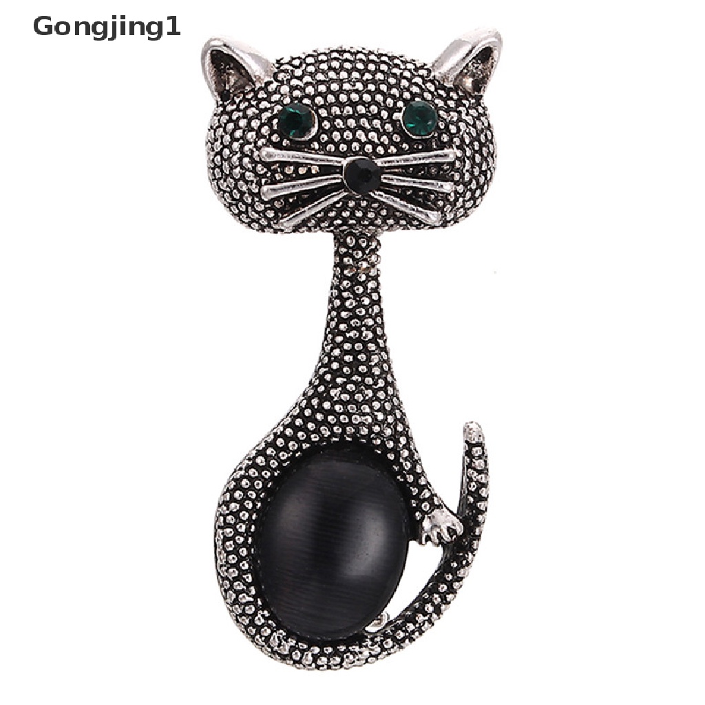 Gongjing1 Bros Pin Wanita Desain Hewan Kucing Hias Batu Opal Untuk Pernikahan