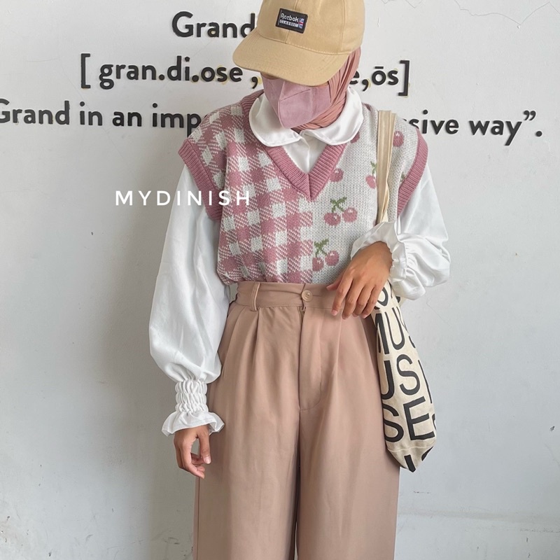 Azzara Cherry Vest - Atasan Vest Rompi Wanita
