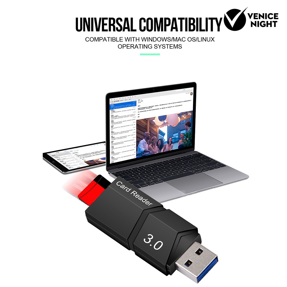 (Veni) Card Reader Micro Sd / Tf Card Usb 3.0 Kecepatan Tinggi Untuk Pc Laptop