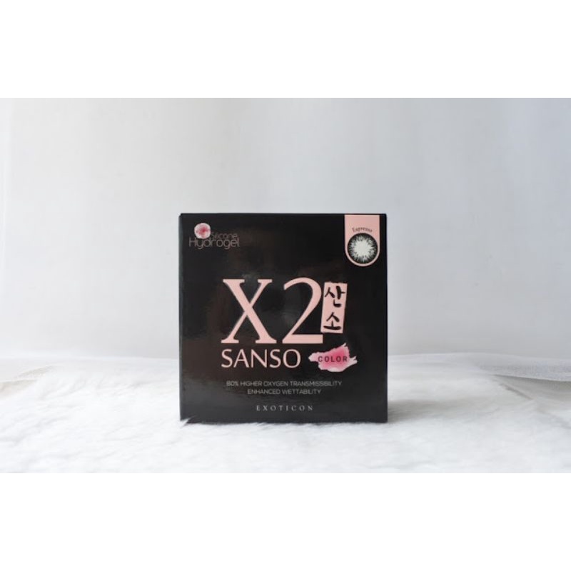 Softlens X2 Sanso Black Series / X2 Sanso Color Black / Ebony / Mocha / Espresso / X2 big eyes / Soflen minus warna x2 sanso black