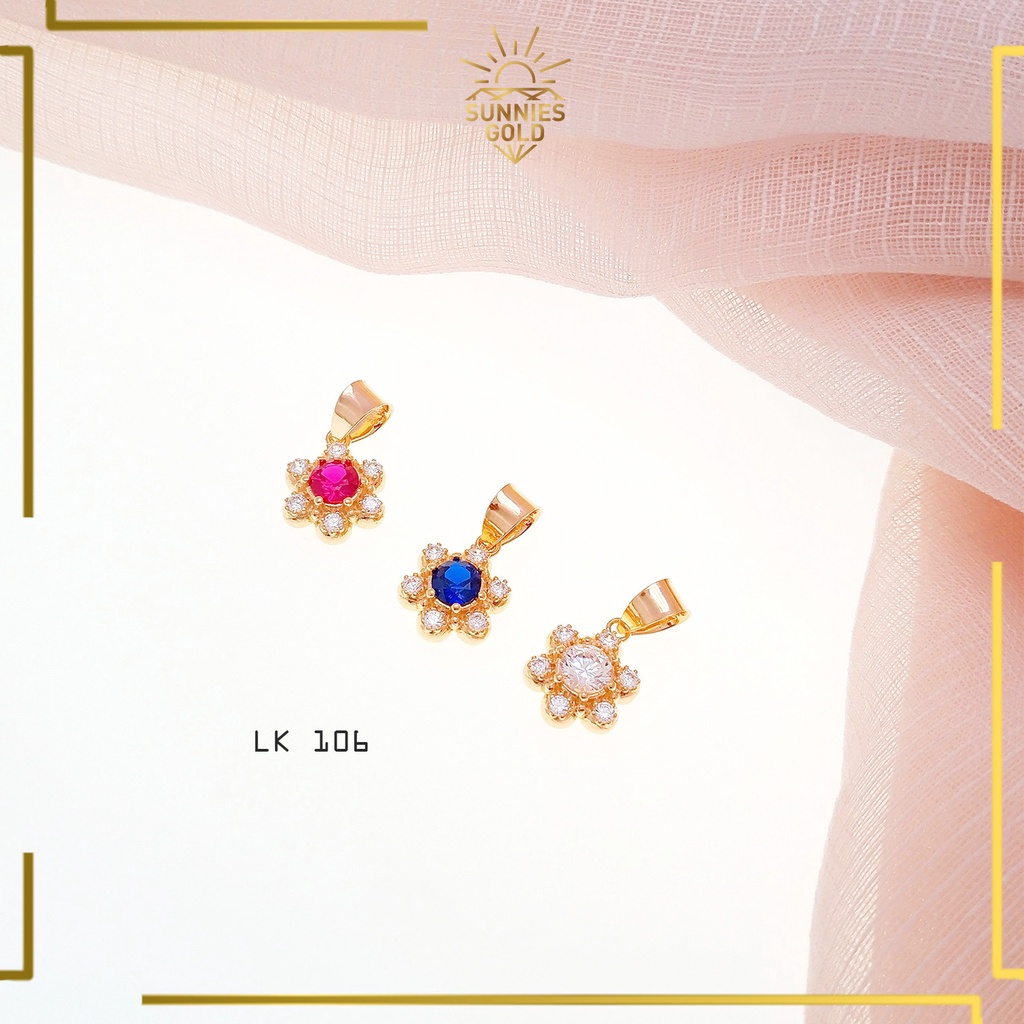 LIONTIN EMAS ASLI KADAR 300 (6K) MODEL KASUAL SOLITAIRE MEWAH MATA SWAROVSKI ZIRCONIA LIONTIN LK 106