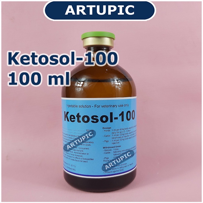 Ketosol-100  100 ml Anti inflamasi Anti Radang Babi Sapi Kuda Holland pengganti phenilject Mengurangi demam infeksi gangguan pernapasan Mengurangi nyeri organ Pengobatan suportif setelah melahirkan