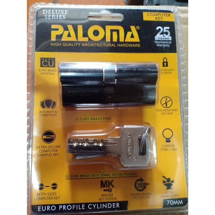 KUNCI Double Cylinder PALOMA CLP 536 70MM Computer Key HITAM MATT BLACK