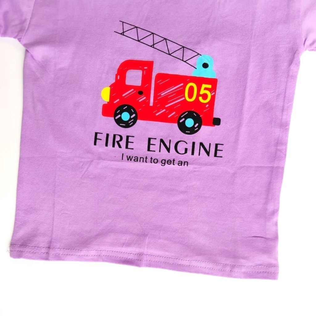 Promo !! Atasan anak perempuan / Kaos anak perempuan import / Atasan number five fire engine ukuran 6 bulan - 2 tahun