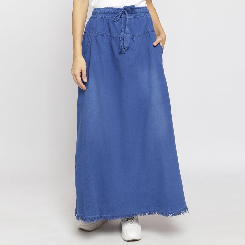 rok jeans panjang jumbo rawis wanita terbaru 2022 kekinian murah