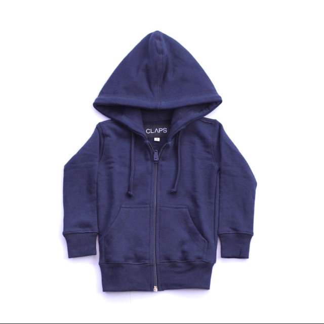 CLAPS - Navy Basic Zipper Hoodie (Hoodie Polos Anak)