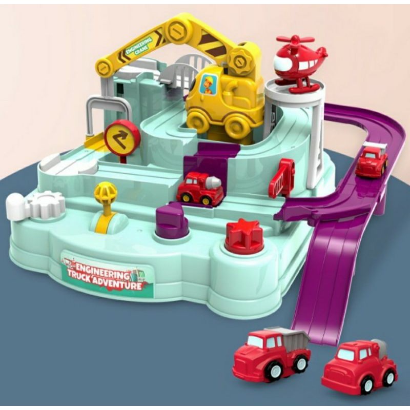 Mainan Anak Mobil Car Adventure Rail Track TERBARU Rescue Helikopter Brain Game Train Park Lot Kado