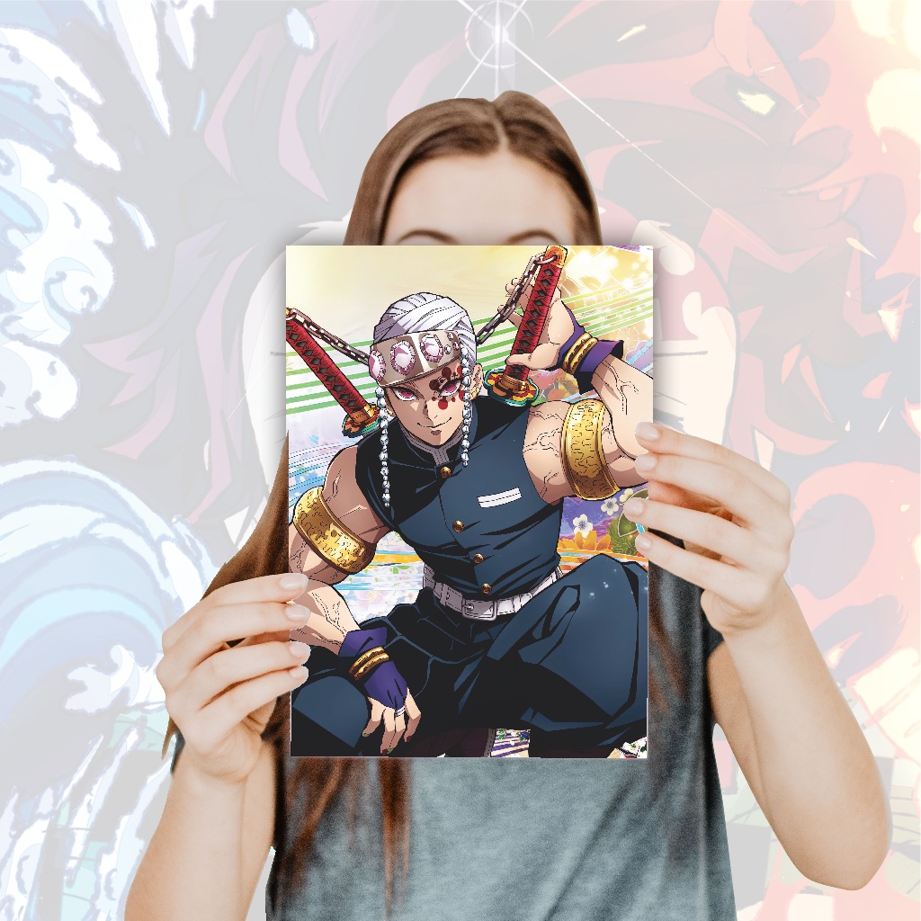 Poster Anime Kimetsu no Yaiba Demon Slayer Nezuko Tanjiro Zenitsu Giyuu Tomioka Inosuke - Size A4+-15 Tengen