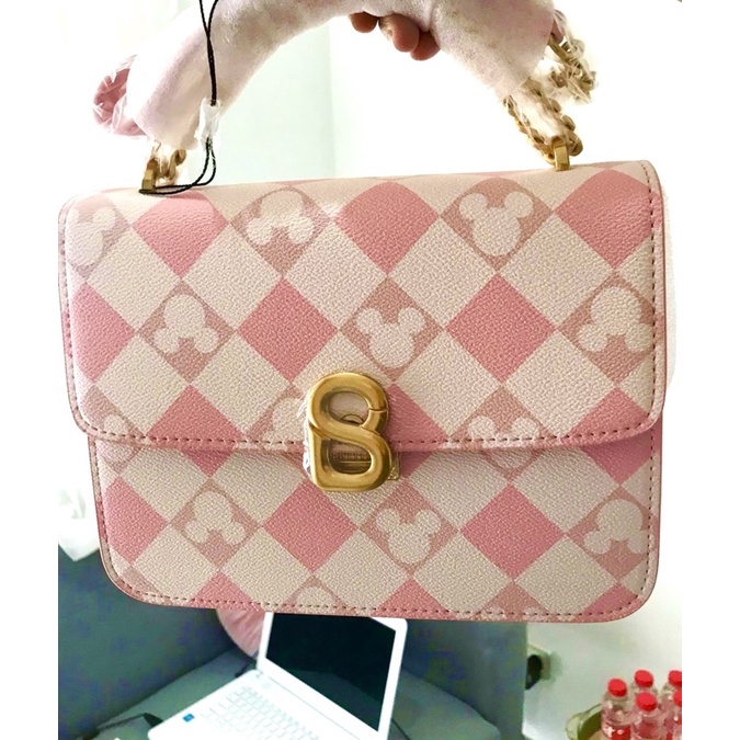 dona bag puzzle bag buttonscarves ready pink and grey preloved