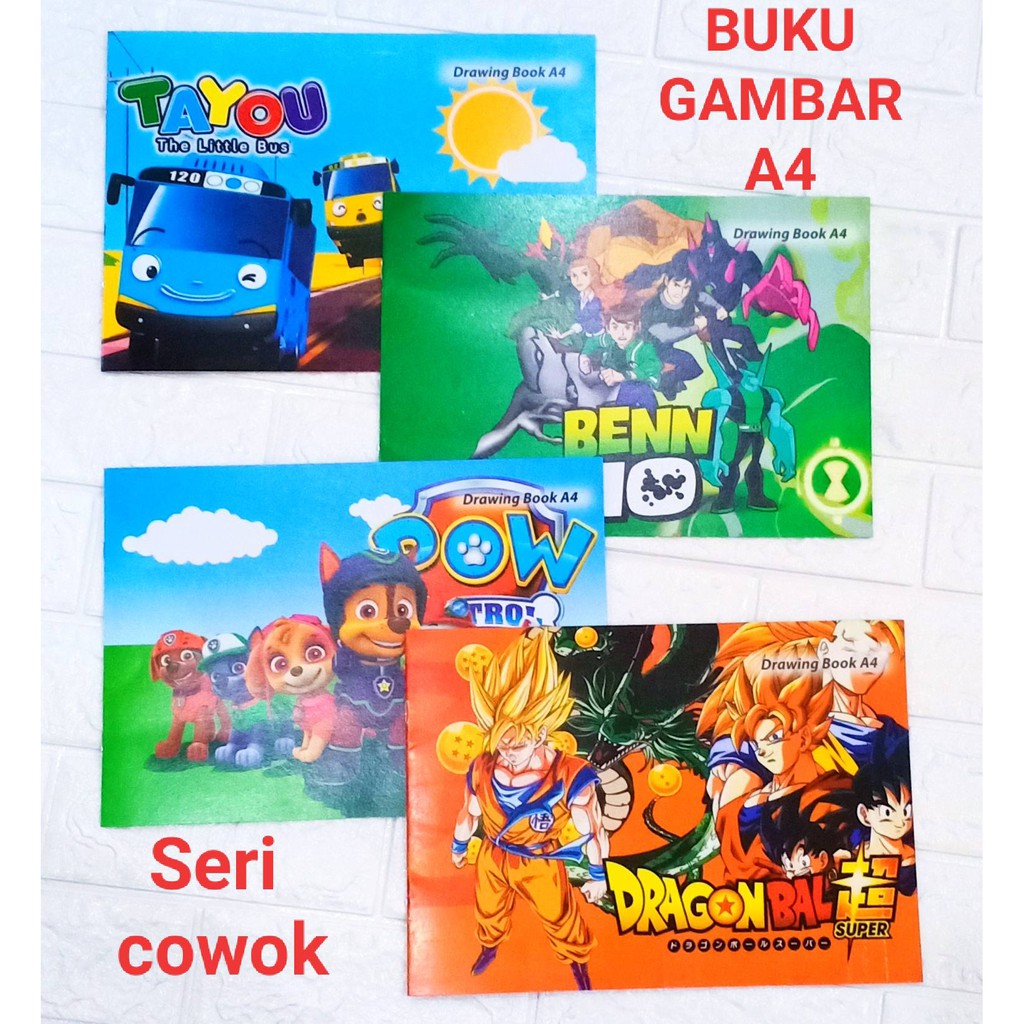 Buku gambar a4 karakter lol barbie tayo ben-10 dragon ball paw patrol karakter disney-MIX COWOK