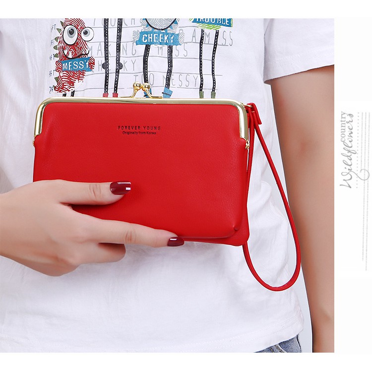 KhatinStore Tas Dompet Clutch Wanita Terbaru Import FOREVER YOUNG 2 IN 1 / ORI / MURAH - 348 COD