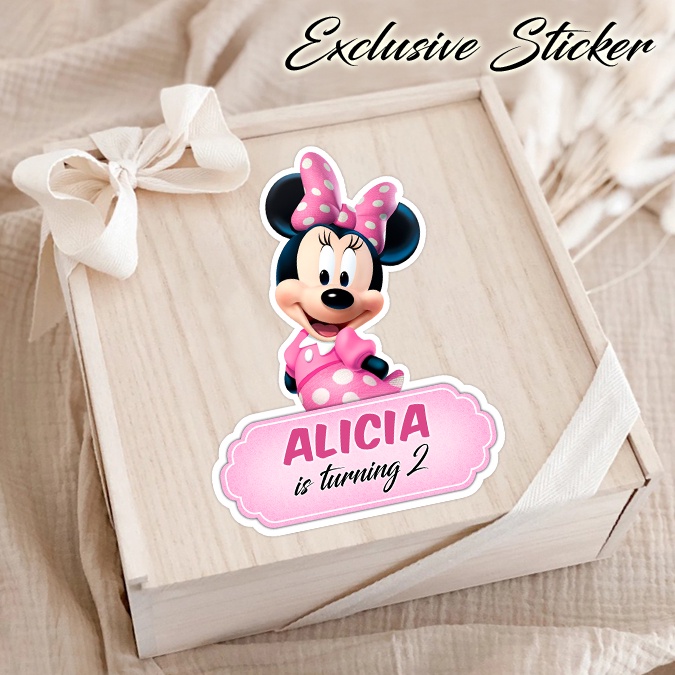 

50 STIKER / STICKER MINNIE 2-5 UTK BAG / BENTO / SOUVENIR ULTAH ULANG TAHUN