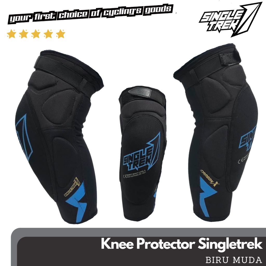 Knee Protector dengkul Singletrek1 Carbon KPC Biru