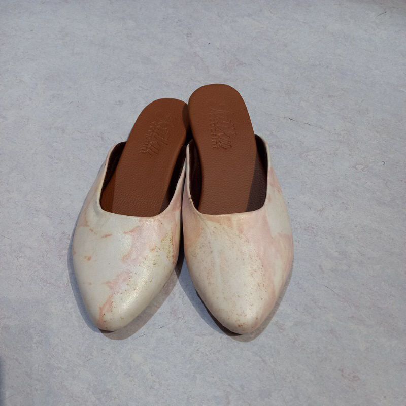 SANDAL KULIT ASLI DOMBA SANDAL FLAT SANDAL TEPLEK SANDAL ECOPRINT