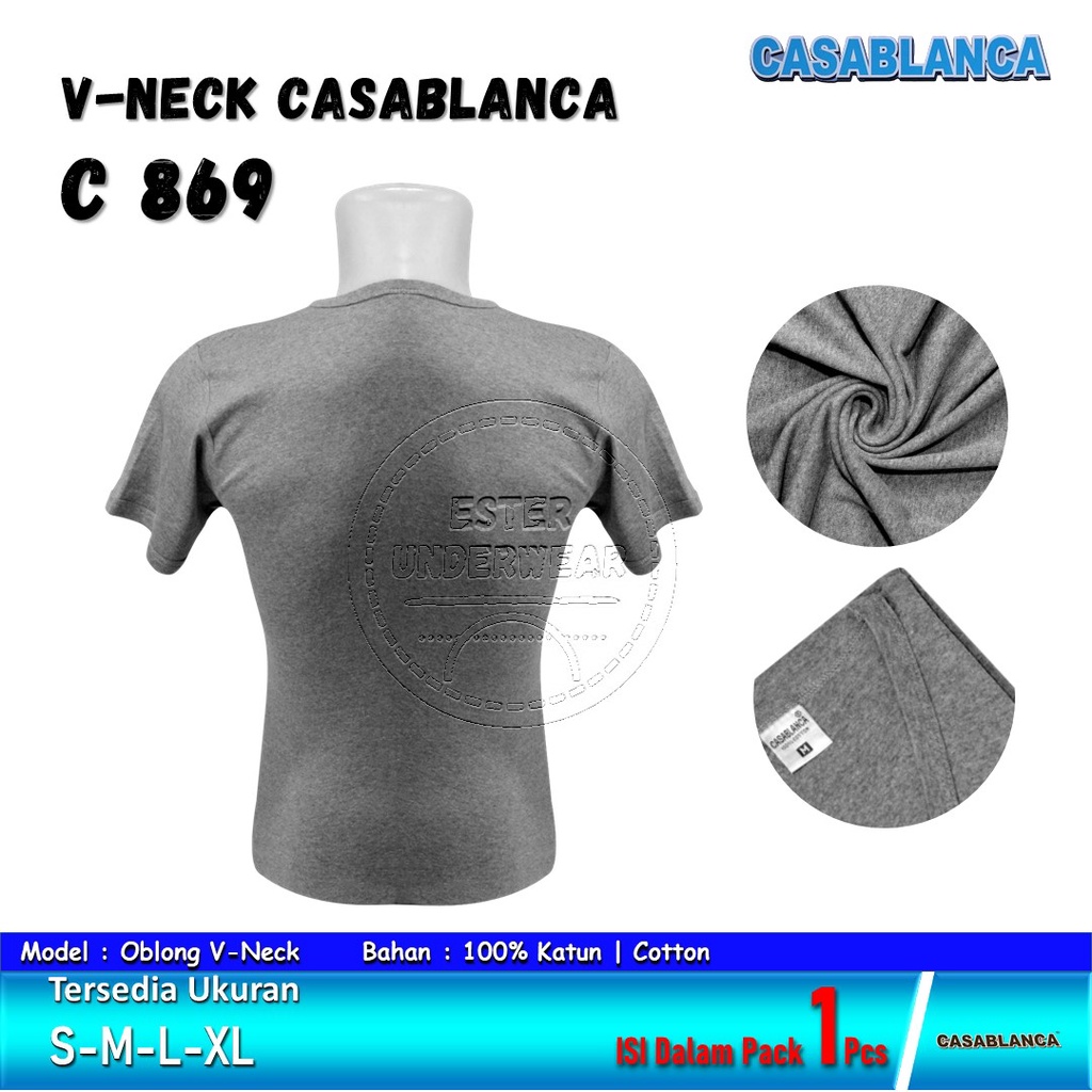 CASABLANCA Kaos Oblong Pria Dewasa V-Neck C 869 Isi-1