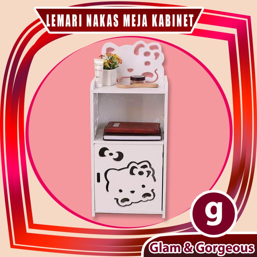 Lemari Nakas Minimalis Portable Meja Kabinet Samping Kamar Tidur Kayu WPC DS030