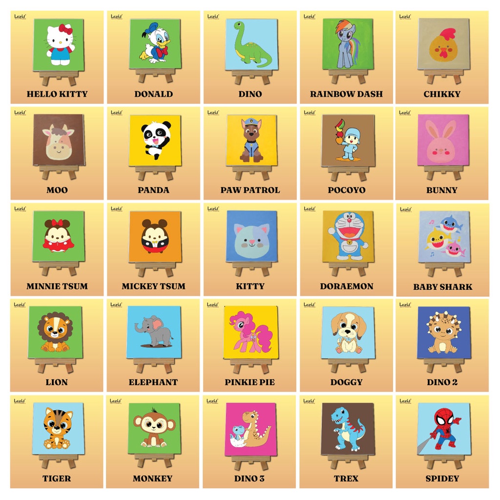 

Paint By Number Anak 20x20 cm | Karakter Painting Kit | Melukis | Kanvas 20x20 | Paint by number murah