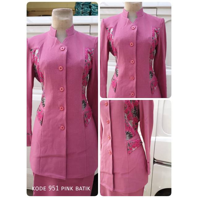 Exclusive blazer batik wanita warna pink dan dongker kode 951