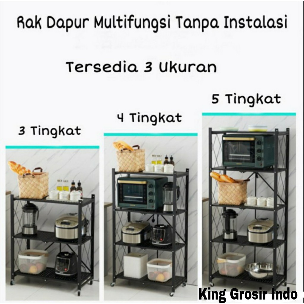 Rak Dapur Lipat 3 Tingkat 4 Tingkat Dan 5 Tingkat Multifungsi / Kitchen Rack Multi Layer / Rak Susun