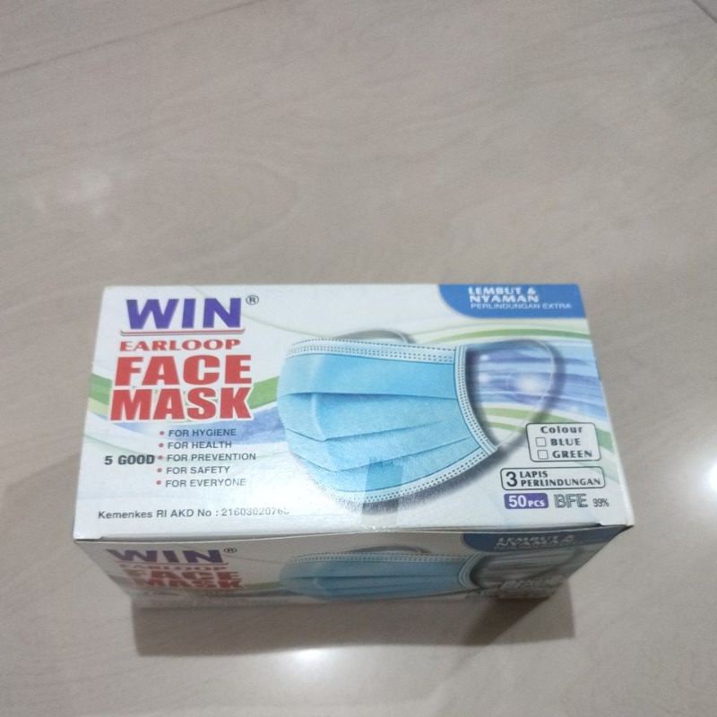WIN Masker Earloop Face Mask 3 Ply BFE 99%