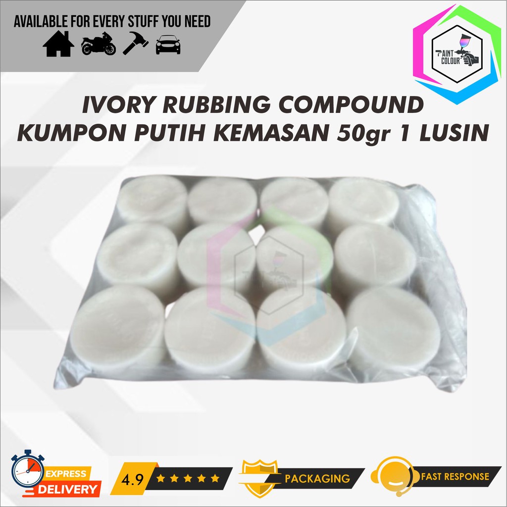 Ivory Rubbing Cumpound Kumpon Putih Wadah Kecil / Cepuk 1 Lusin