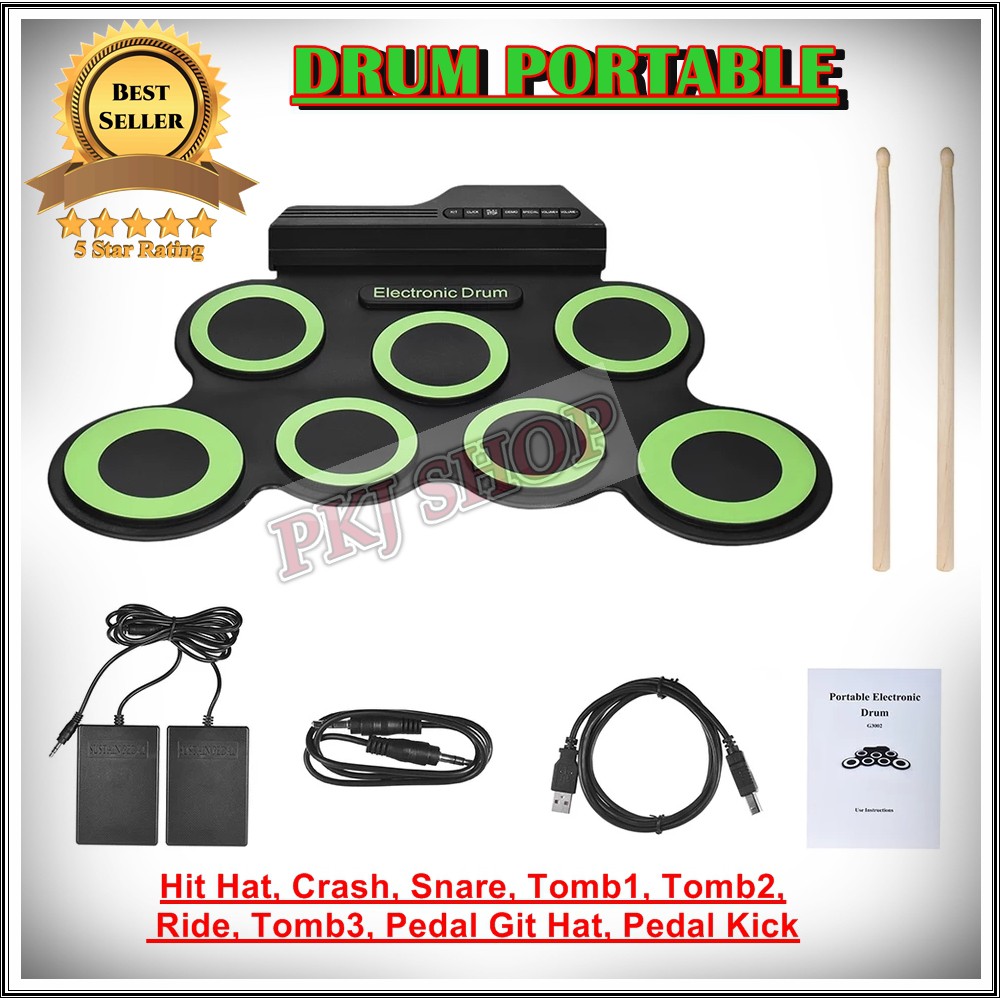 Portable Roll Up Drum Pad Set Kit 9 Pad Elektrik Drum