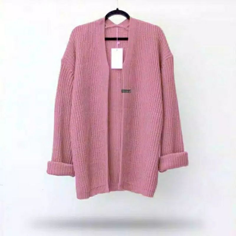 CARDY OUTER / Cardigan Oversize / Cardigan Wanita / Cardygan Rajut-Dusty pink