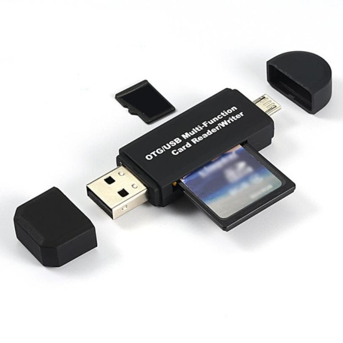 Unik 2 in 1 OTG Card Reader SDTF Card Micro USB 2.0 - Black Berkualitas