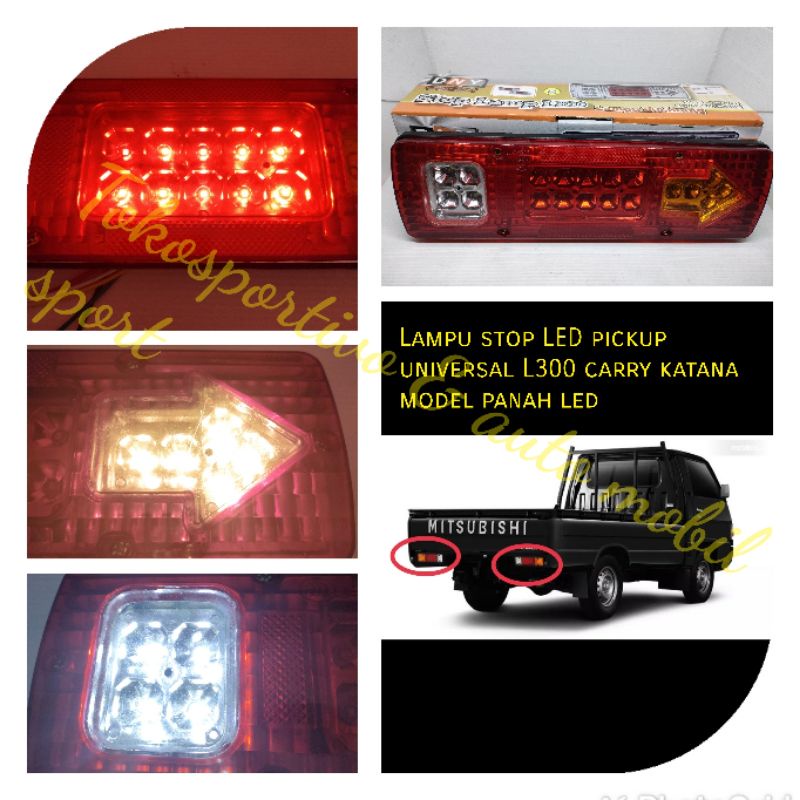 Lampu stop LED pickup universal L300 carry katana 12volt model panah Led mika merah