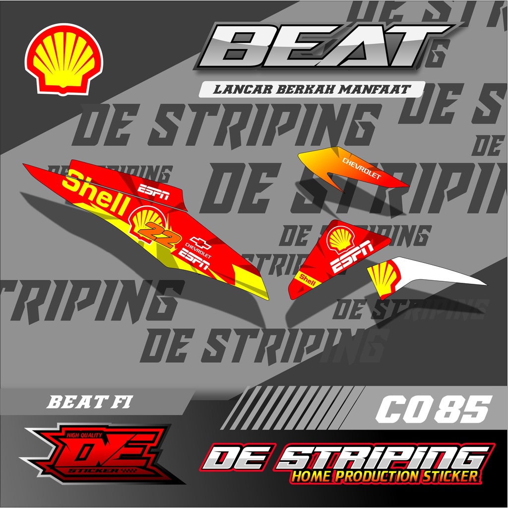 SHELL STRIPING VARIASI STIKER BEAT FI (C085) STICKER MOTOR RACING SEMI FULL VARIASI STIKER KEREN 202