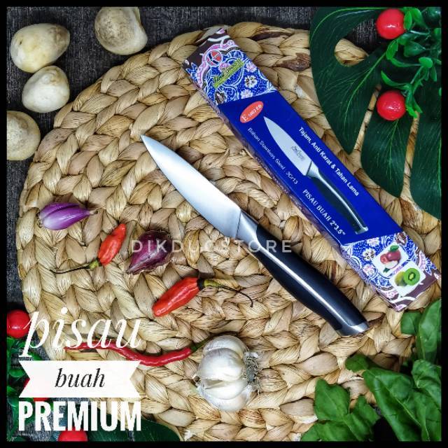 Pisau Dapur / Pisau Buah Kualitaspremium Stainless Steel Gagang Ebonit Panjang 12 Cm Ideal E1003eb