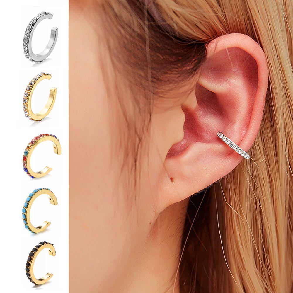 Preva 1PC CZ Cuff Earrings Aksesoris Pesta Klip Telinga Perhiasan Tanpa Tindik Lingkaran Telinga Cuff