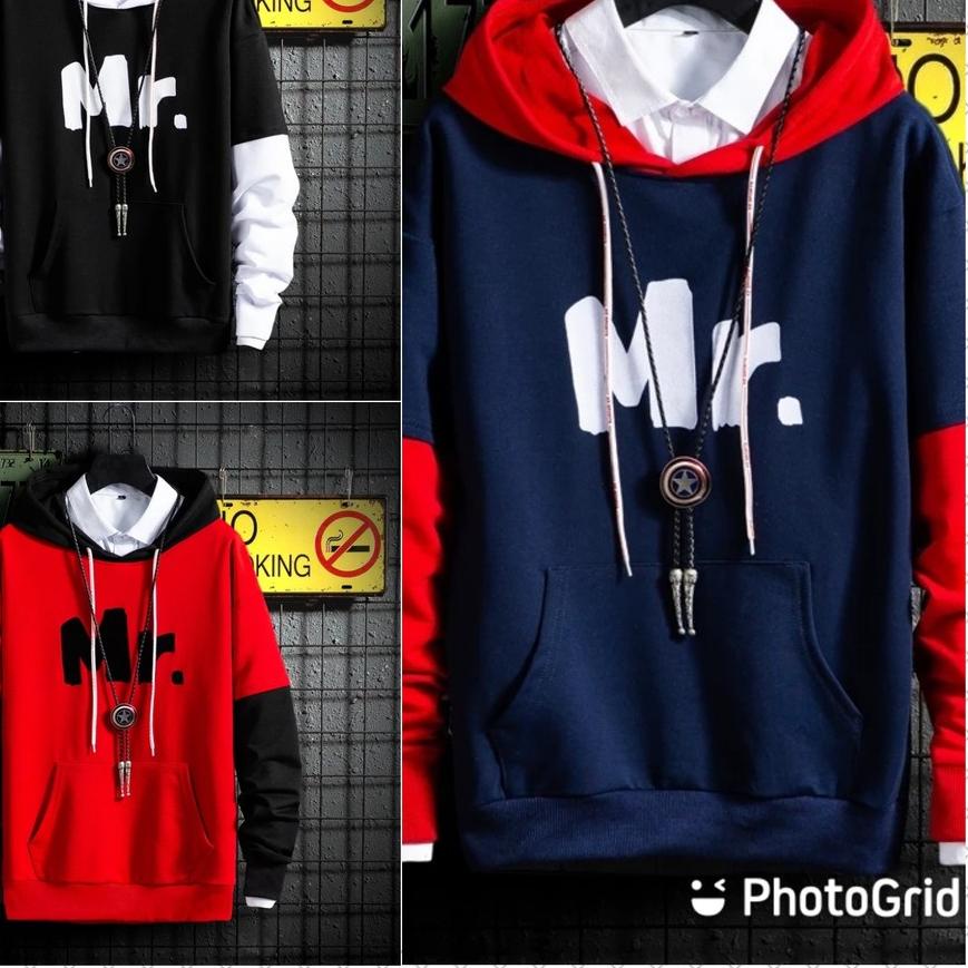 ♞ LONGTime379 Sweater Cowok Lt.Mr Hoodie Pria Sweater Pria Keren Jaket Pria New Model ♠