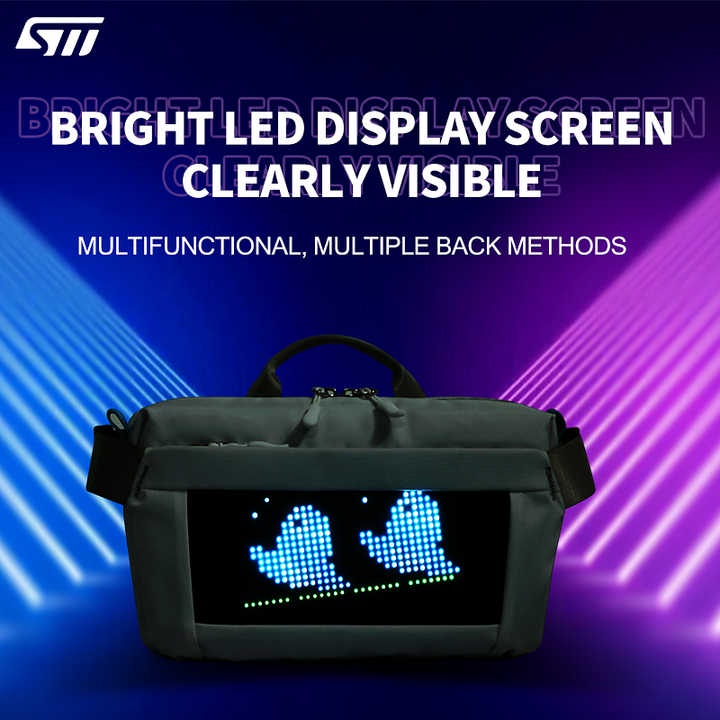 TF Tas Led Pria Sling Bag Customizable Pixel art Waterproof Biking Hiking Outside Activity Big Space