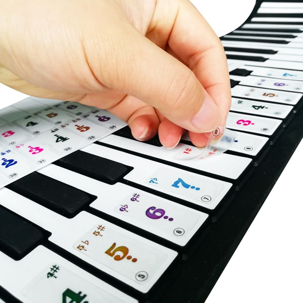 Stiker Tuts Piano Keyboard Elektronik 49 / 61 Kunci Desain Kartun Simbol Musik Transparan Dapat Dilepas