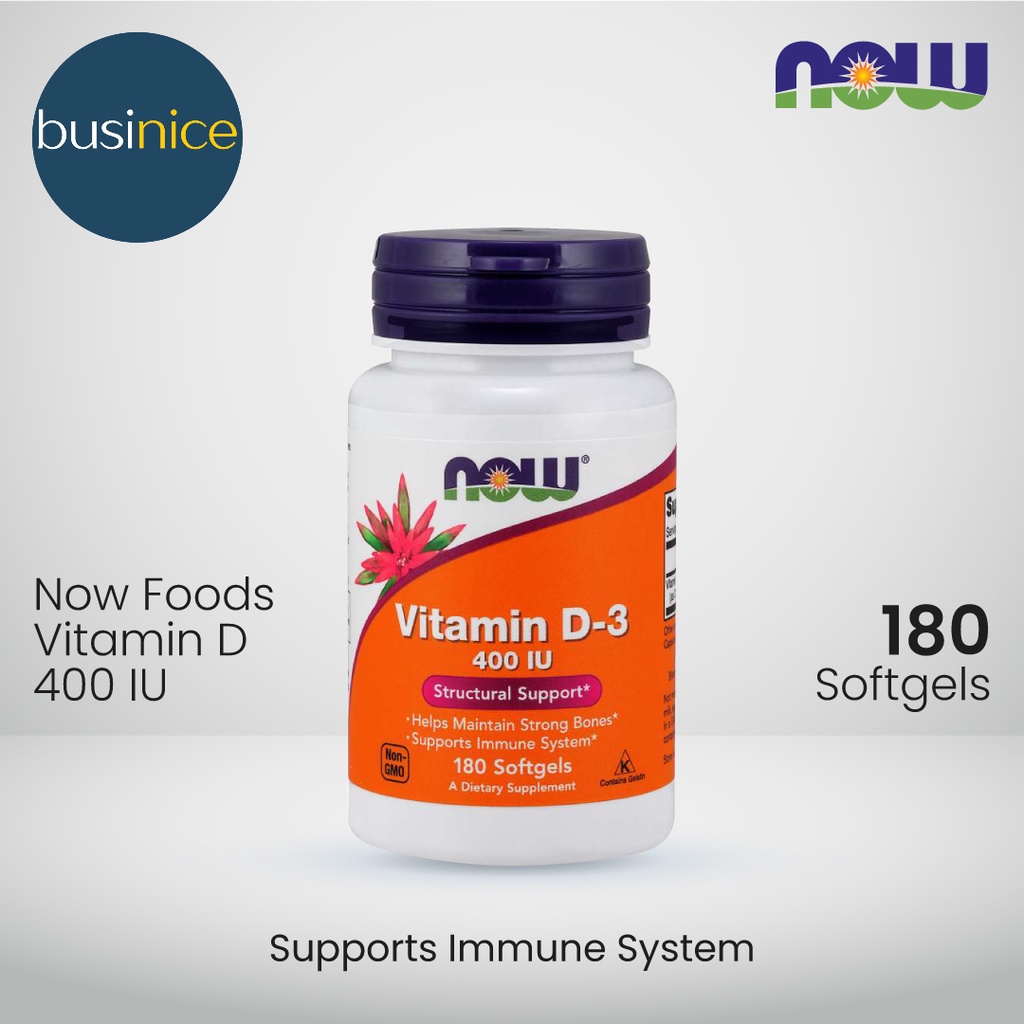 Now Foods Vitamin D3 400 IU 180 Softgels Vit D3 400IU