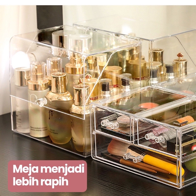 Rak Kosmetik Acrylic Rak Makeup Import Laci Tempat Penyimpanan Large Capacity