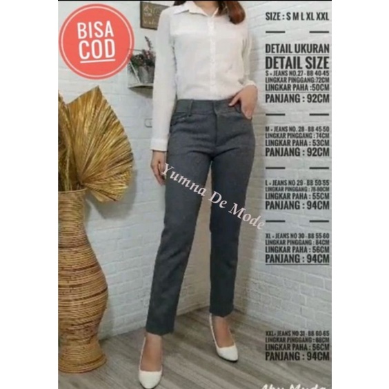 CELANA KANTOR FORMAL KERJA WANITA SLIMFIT BAHAN DASAR KAIN