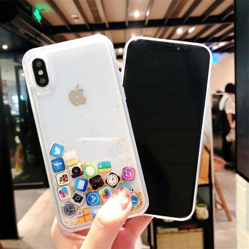 Casing Hard Case Quicksand Glitter Cair Untuk iPhone 12 Pro Max / X / XR / XS Max / 6 / 6S / 7 / 8 + / X / XR