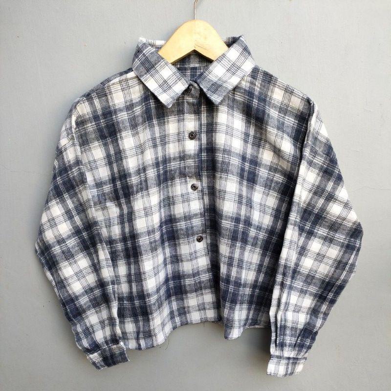 crop top tartan / crop top flanel / kemeja crop wanita-Motif 06