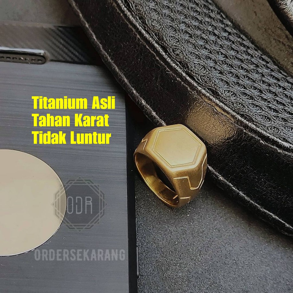 CINCIN TITANIUM FASHION OCTAGON AKSESORIS PRIA DAN WANITA